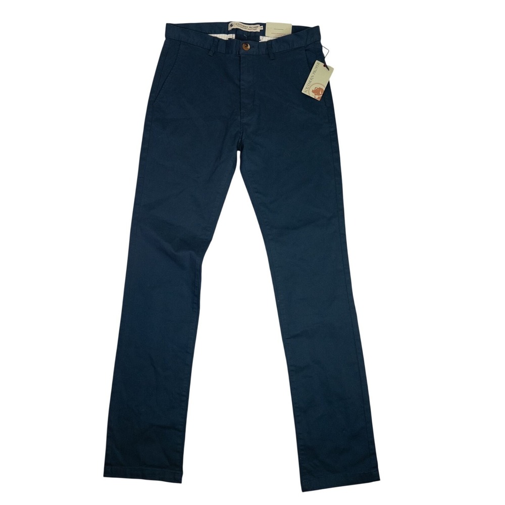 New Southern Proper Mens Thomasville Flat Front Chino Pant Blue 32x34 With Tags